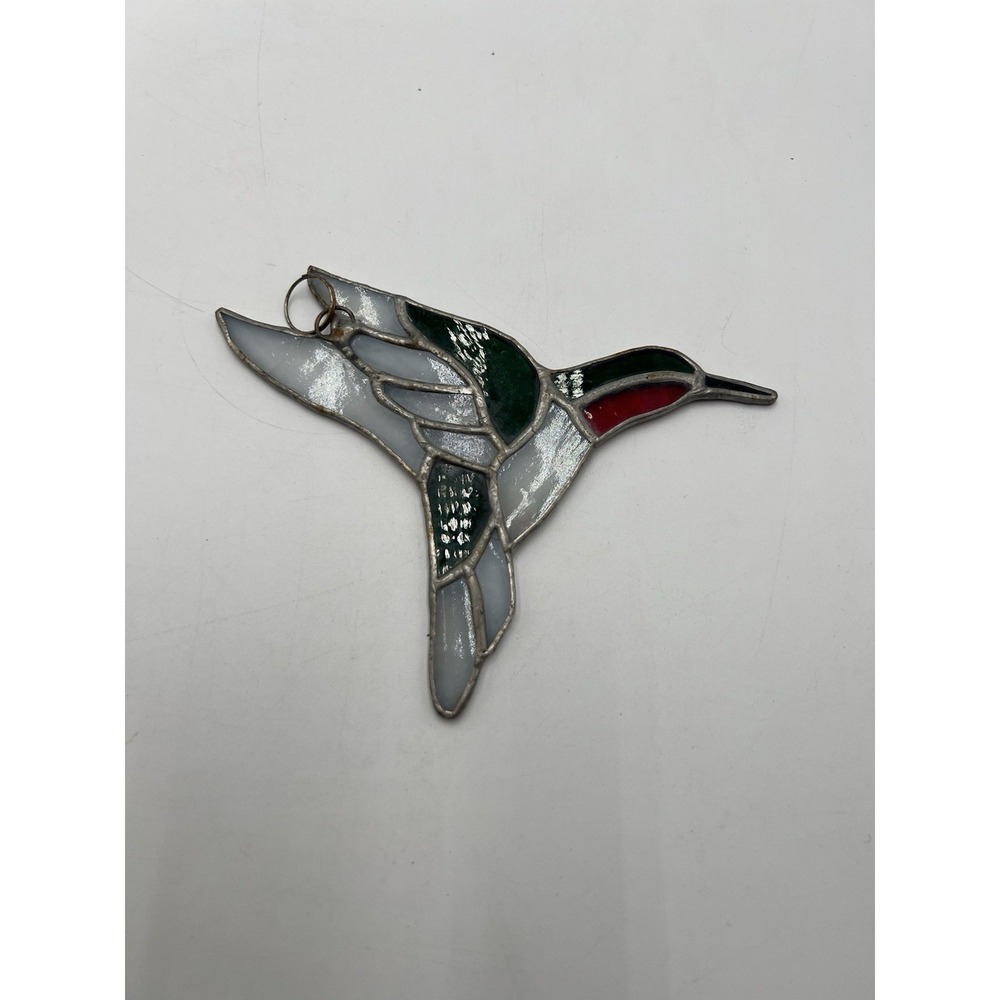 Vintage Stained Glass Hummingbird Suncatcher Handmade Window Hanging
